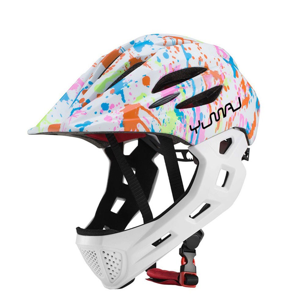 Mountain Biking Helmet Full Face - LED Kids Off-road Full Face MTB