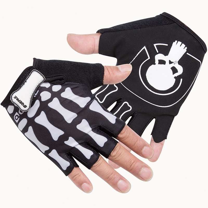 Mountain Biking For Fitness - Cycling Gloves Short Finger Skull Design